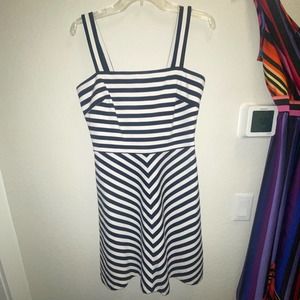 Black & White Striped Michael Kors Sleeveless Fit n Flare Summer Dress.  classic